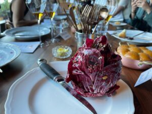 red radicchio with Parker House rolls