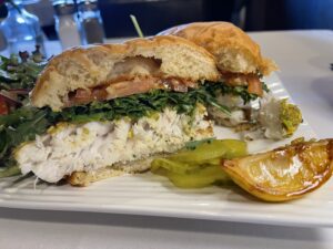 halibut sandwich at The Speakeasy, Novato, Marin County