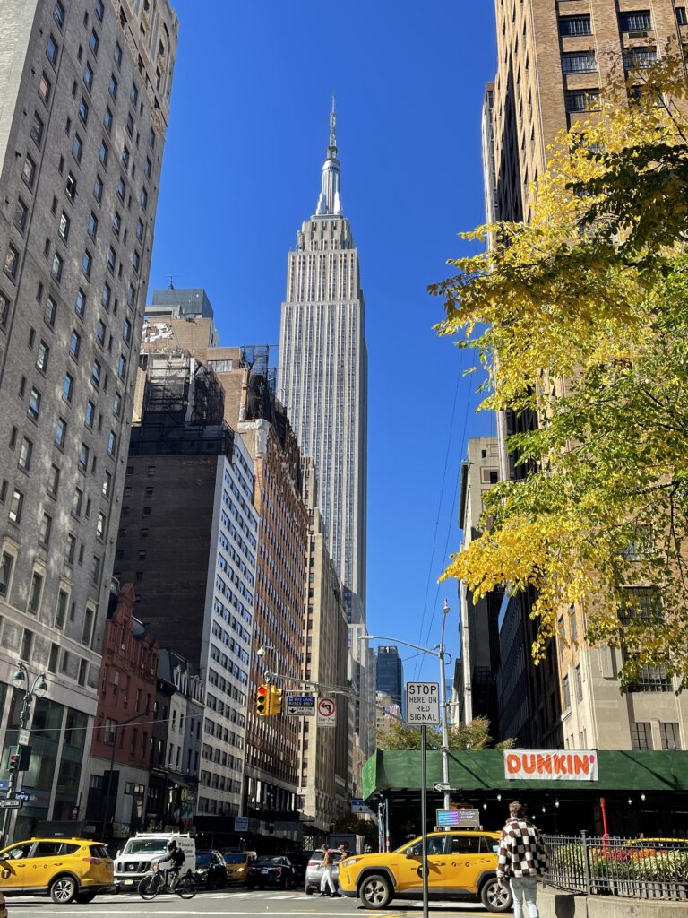 View of the Empire State Building in New York from Park Avenue