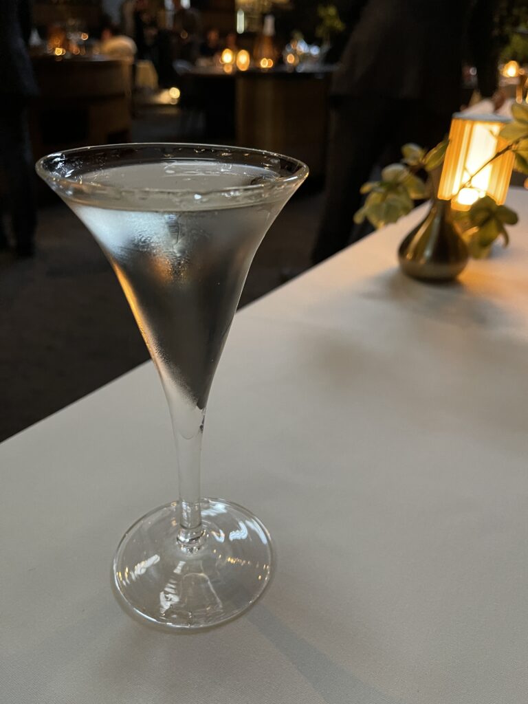 chilled martini at Aphotic restaurant San Francisco