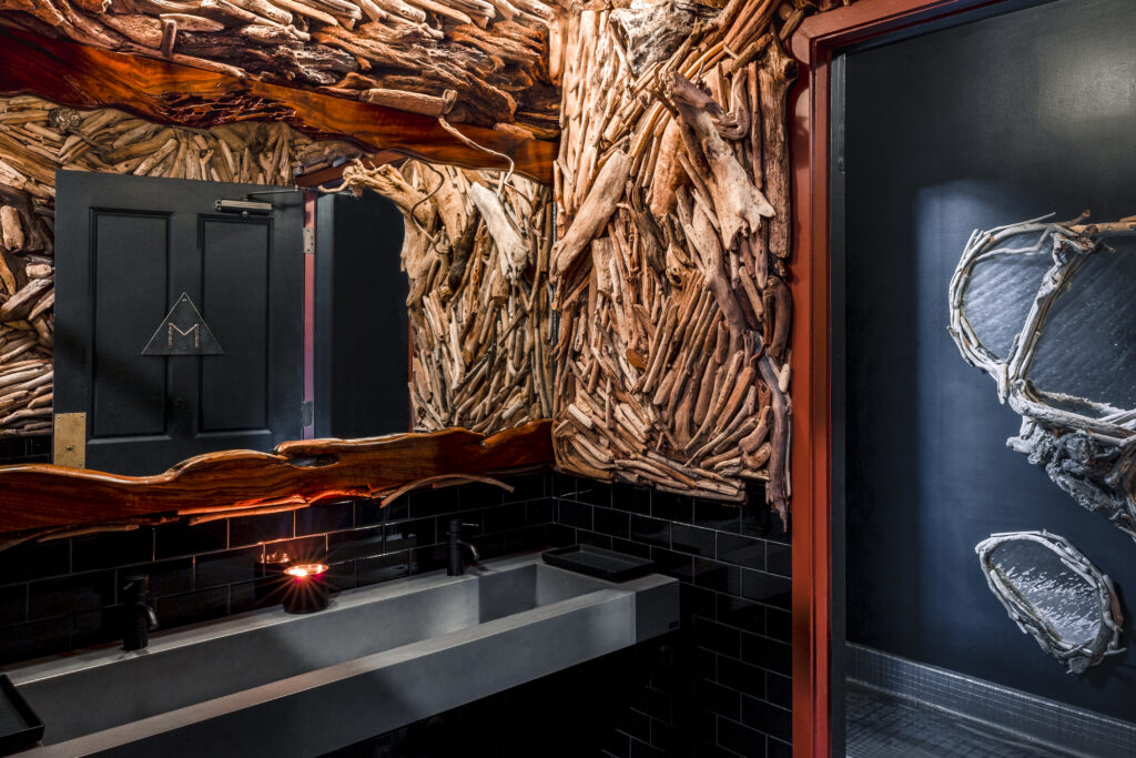 the driftwood bathroom at Aphotic