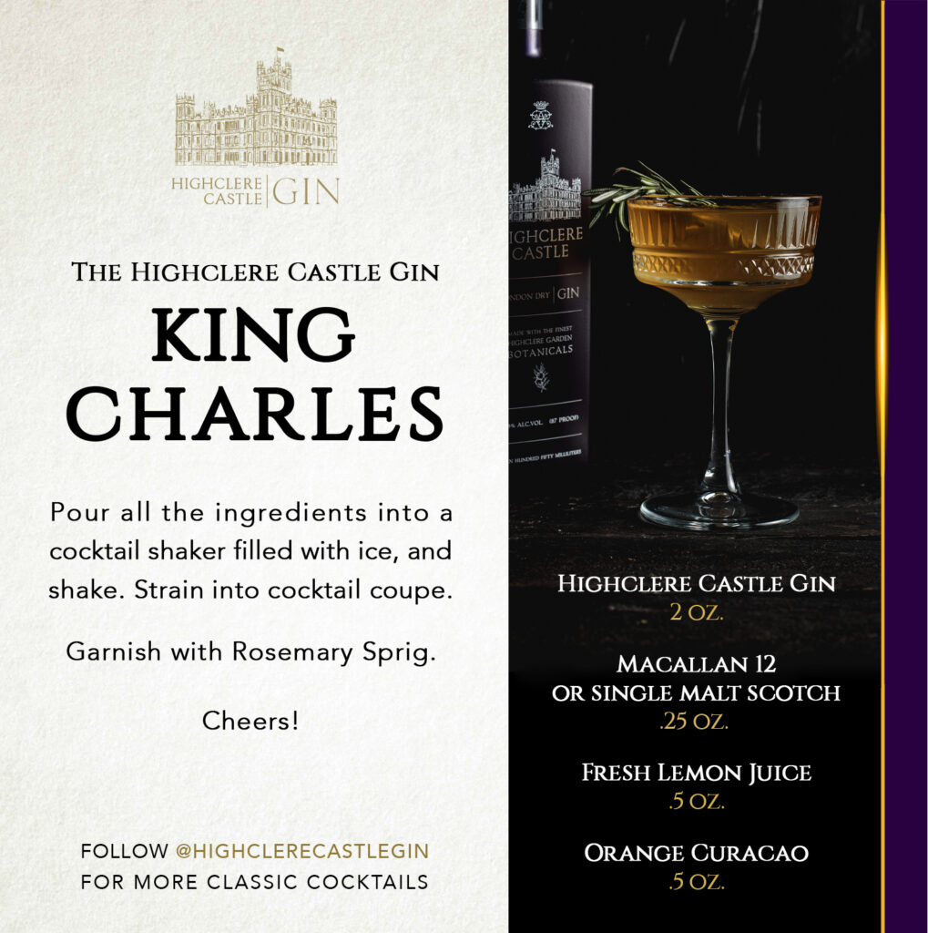 Recipe for the King Charles Cocktail to celebrate the coronation of King Charles in May