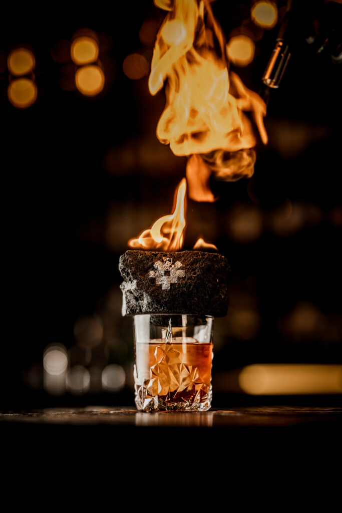 La Chakana cocktail at Chotto Matte San Francisco – it gets "flamed" at the table