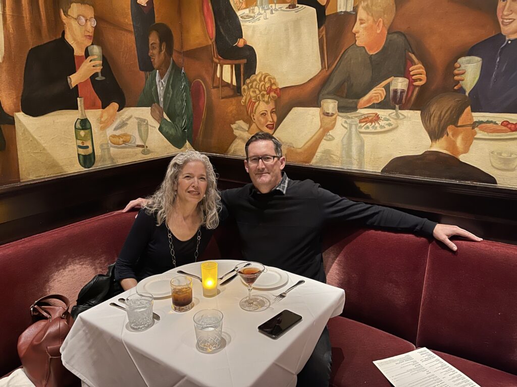 San Francisco food writer Christina Mueller and producer Stefan Welter at Absinthe