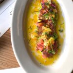 yellow fin tuna crudo at Park Tavern SF as seen from above