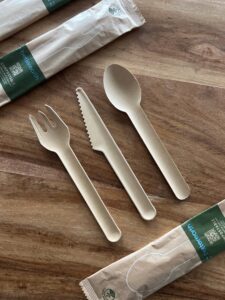 a compostable fork, knife and spoon from Better Earth