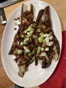 charred eggplants with pork + shrimp from My Cambodia, a Khmer Cookbook