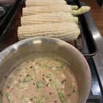 grilled corn with coconut milk green onion -- ready to grill