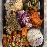 plate lunch at Occidental's Altamont General Store with rice, kimchi, gf mac salad, KFC and smoked pork