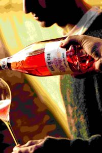 Cleto Chiarli Rose de Noir Brut italian Sparkling Wine being poured into a glass