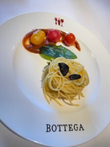 Sophia Loren pasta on a while plate at bottega restaurant