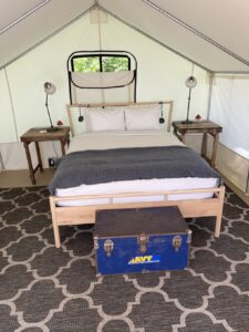 my glamping tent at Mendocino Grove with heated mattress pad