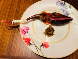 sorghum-lacquered grilled squab at Prelude restaurant, San Francisco