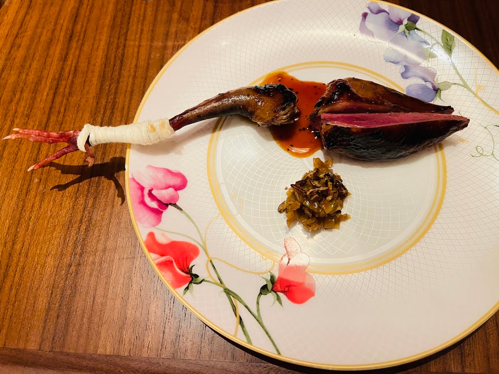 sorghum-lacquered grilled squab at Prelude restaurant, San Francisco