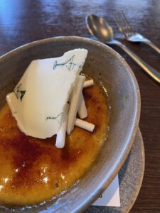 VG DF GF Coconut Creme Brulee with the cutest little topper!