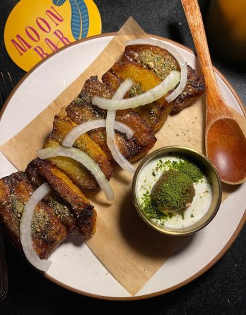 Moon Bar Boston restaurant_fried plantains with slivered onion