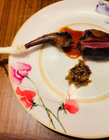 sorghum-lacquered grilled squab at Prelude restaurant, San Francisco